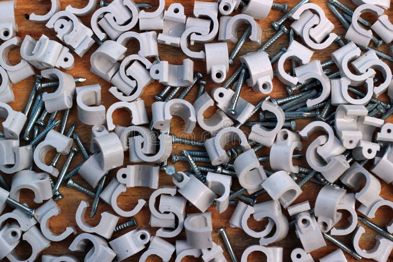 Nail Plastic Wall Cable Clips Stock Photos Free & RoyaltyFree Stock
