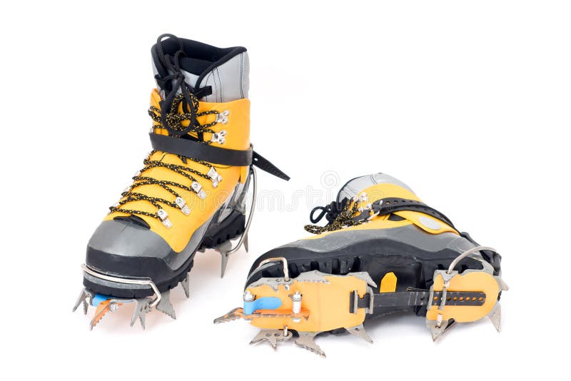 Plastic Climbing Boots with Crampons Stock Photo Image of shoelaces