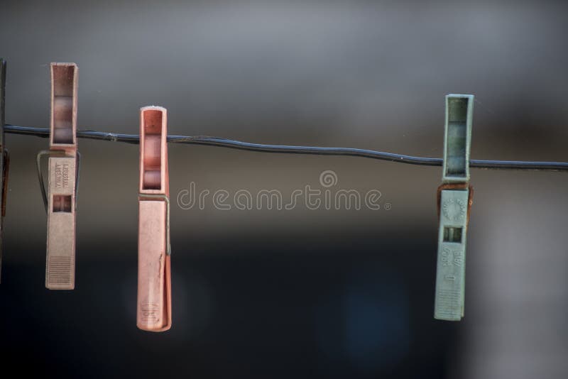 Plastic Clips To Hang Freshly Washed Clothes Stock Image Image of