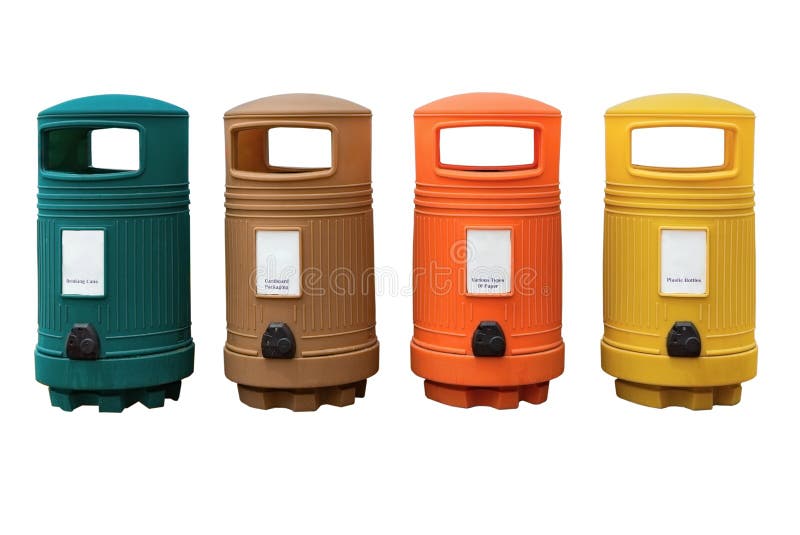 Plastic, colored, garbage cans royalty free stock photo