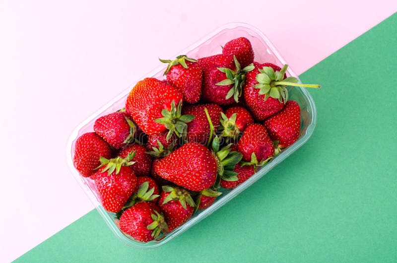 Plastic Container with Fresh Strawberries Stock Photo - Image of ...