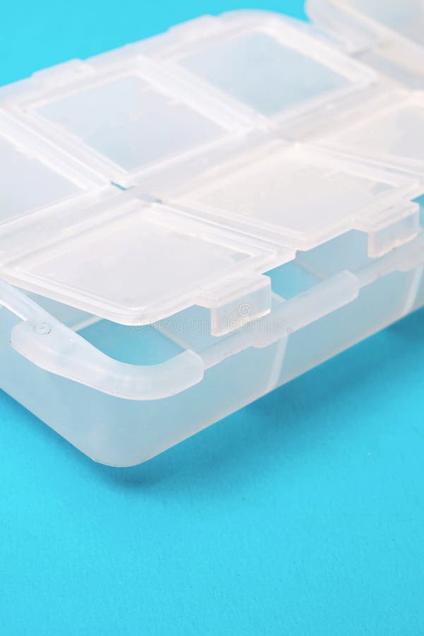 Plastic Container for Pills on Blue Background Stock Photo Image of