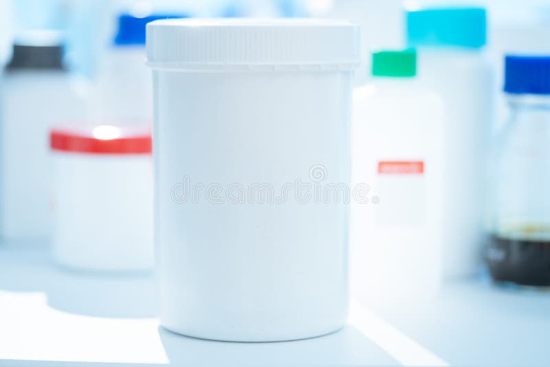 Plastic Container for Storing Chemicals and Food Additives Stock Photo