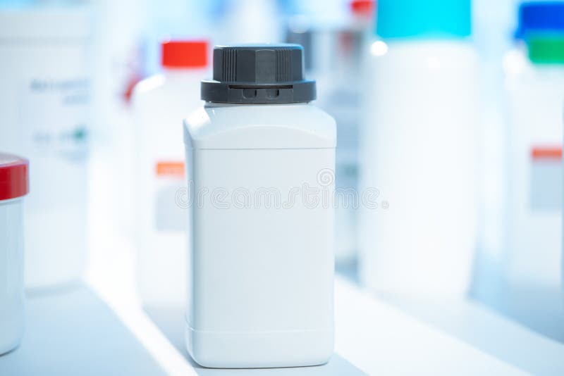Plastic Container for Storing Chemicals and Food Additives Stock Photo