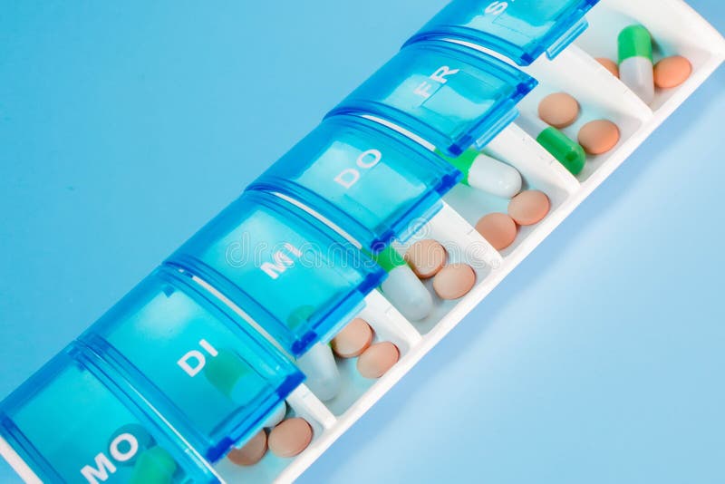 Plastic Container for Storing Pills. Organization of Storage of Tablets