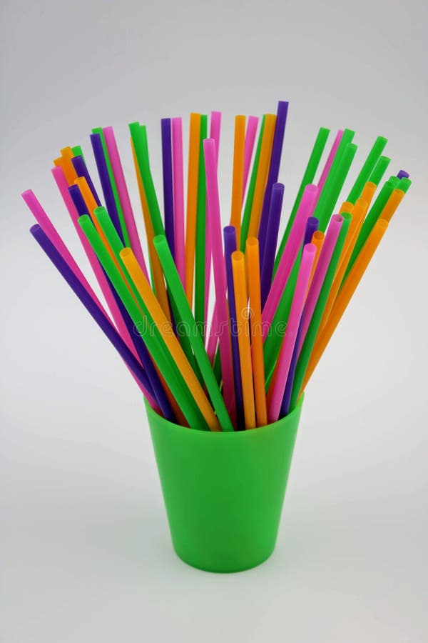 Plastic Cup Filled with Straws Stock Image Image of disposable, glass