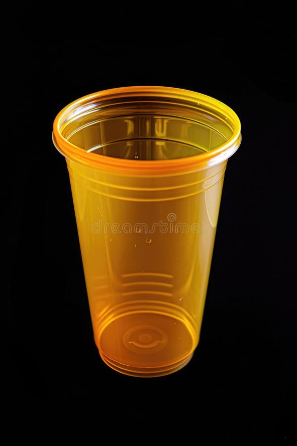 A plastic cup with a lid sitting on a black background royalty free stock image