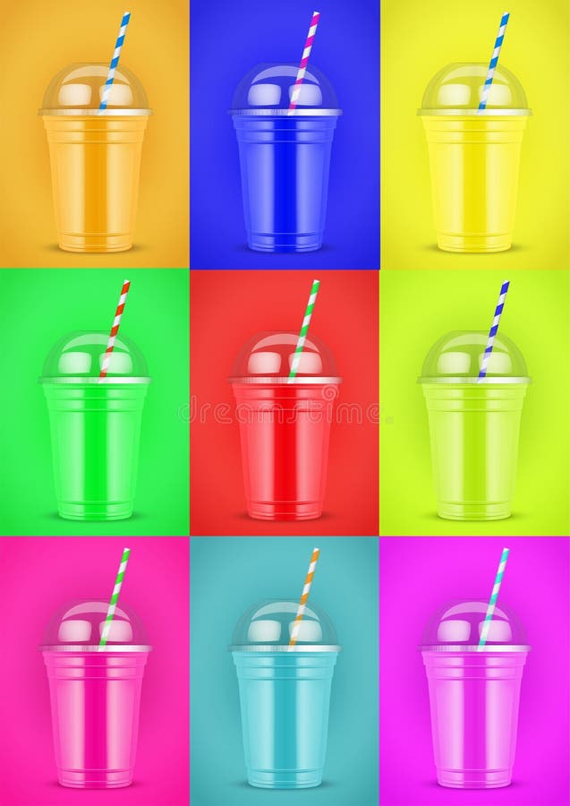 Download Plastic Cup With Smoothie And Tube. Stock Vector ...