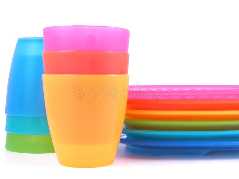 Cups, Plates and Cutlery of Plastic Stock Image Image of blue, party