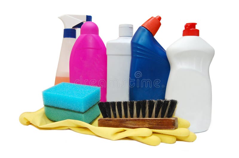 Plastic detergent bottles royalty free stock images