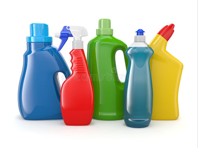 Plastic detergent bottles. Cleaning products. royalty free illustration