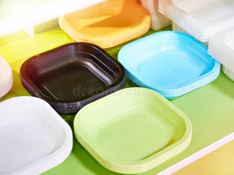Plastic disposable plates stock images