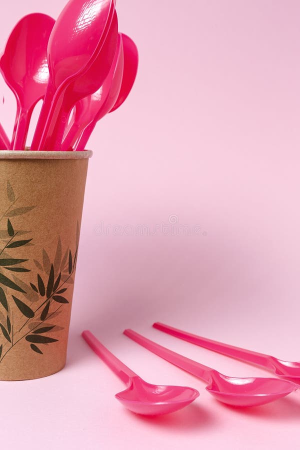 Disposable Plastic Glasses Spoons Stock Photos Free & RoyaltyFree