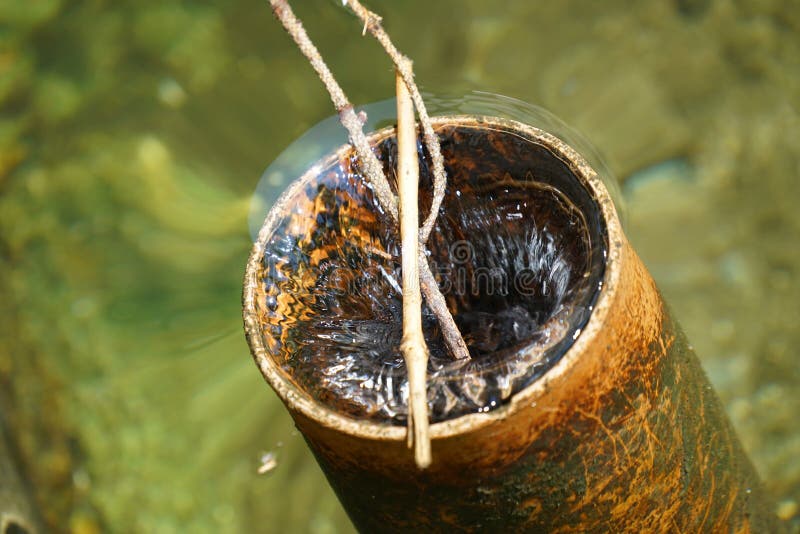 Plastic Drain Pipe through Which Apparently Clean Water Flows Stock