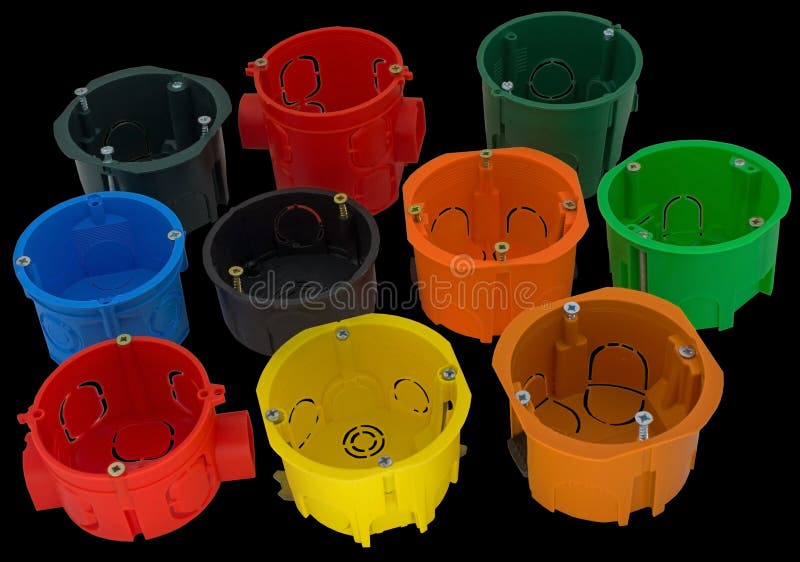 Plastic Electrical Junction Box Isolated on Black Stock Image Image