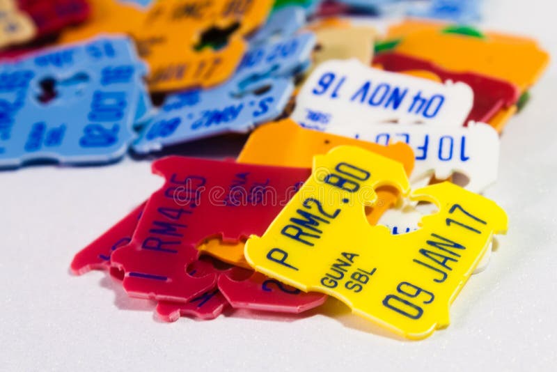 Plastic Expiry Date and Price Tags stock photo Plastic Expiry Date and Price Tags stock photo