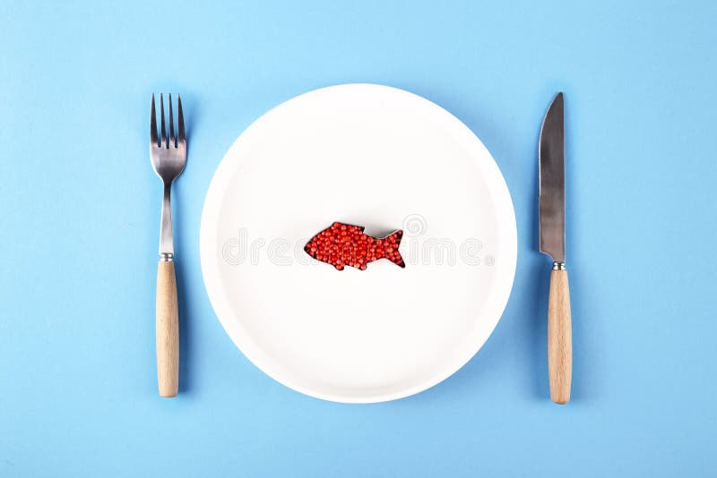 Plastic in a Plate Harmful Substances in Food Concept Stock Image