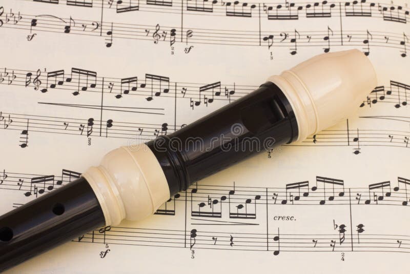 Plastic Flute Recorder Over a Music Score Sheet Stock Photo - Image of  antique, notation: 134768582