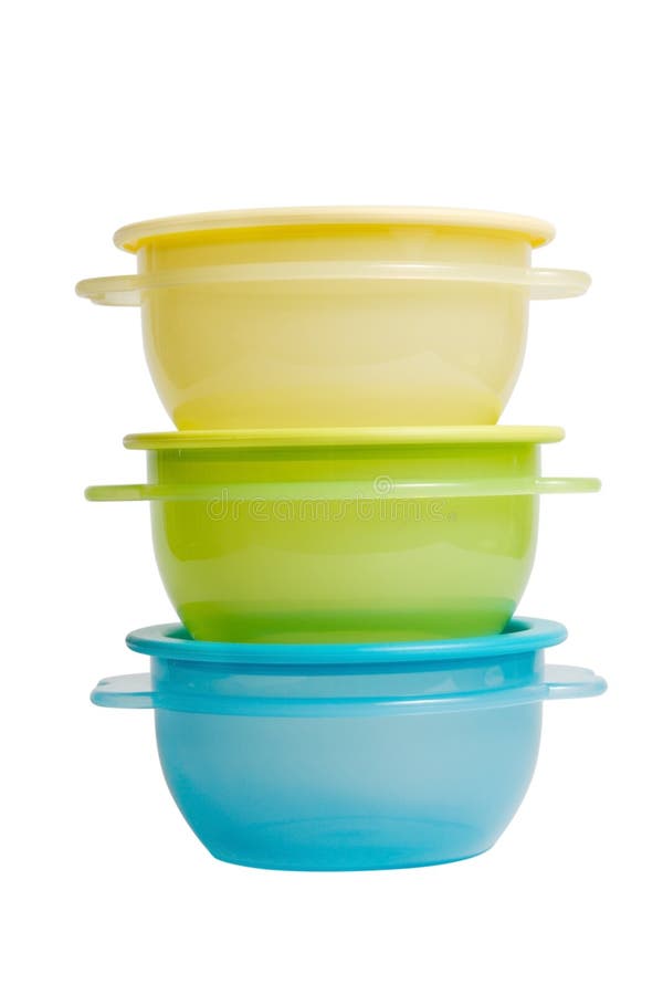 Plastic food containers like tupperware