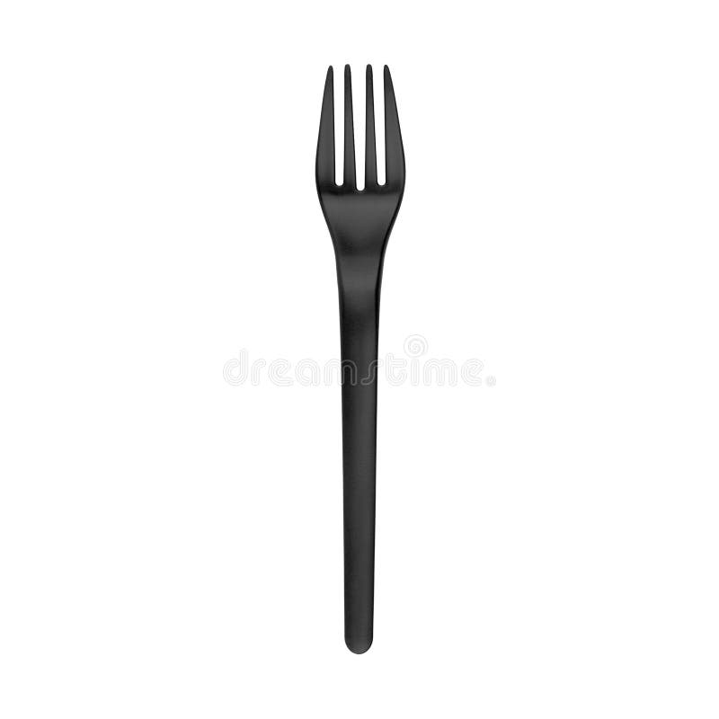 Plastic fork on white background isolated closeup, disposable plastic