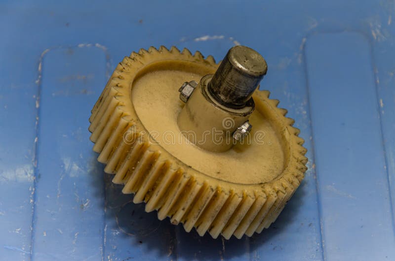 Plastic Gears of a Disassembled Gearbox in a Repair Shop Stock Image