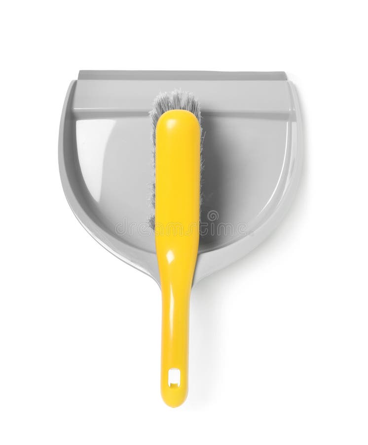 Plastic Hand Broom and Dustpan Isolated on White, Top View Stock Photo Image of background