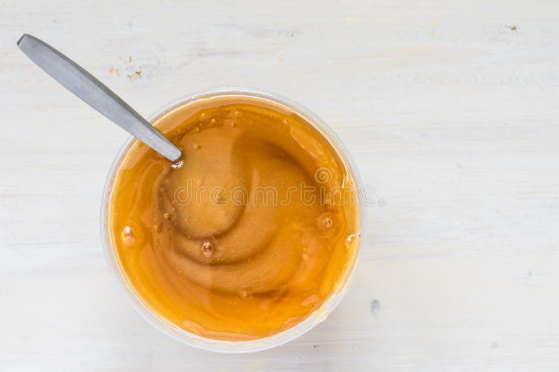 Plastic Jar Dense Honey with a Spoon Stock Image Image of simple