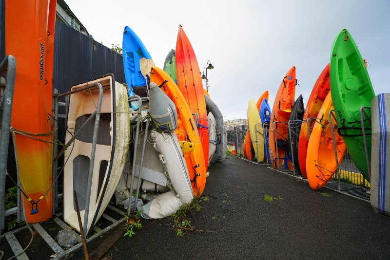 Plastic Kayaks in Storage Yard Editorial Image Image of canoes