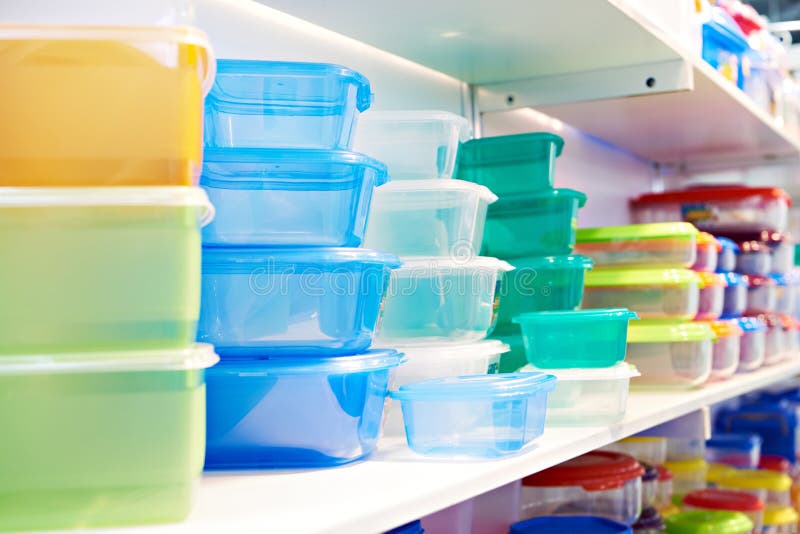 Plastic Kitchen Food Containers in Store Stock Photo Image of