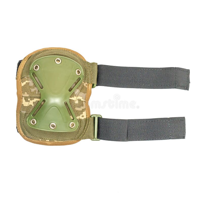 Plastic Knee Pad for Military on a White Background Stock Photo Image