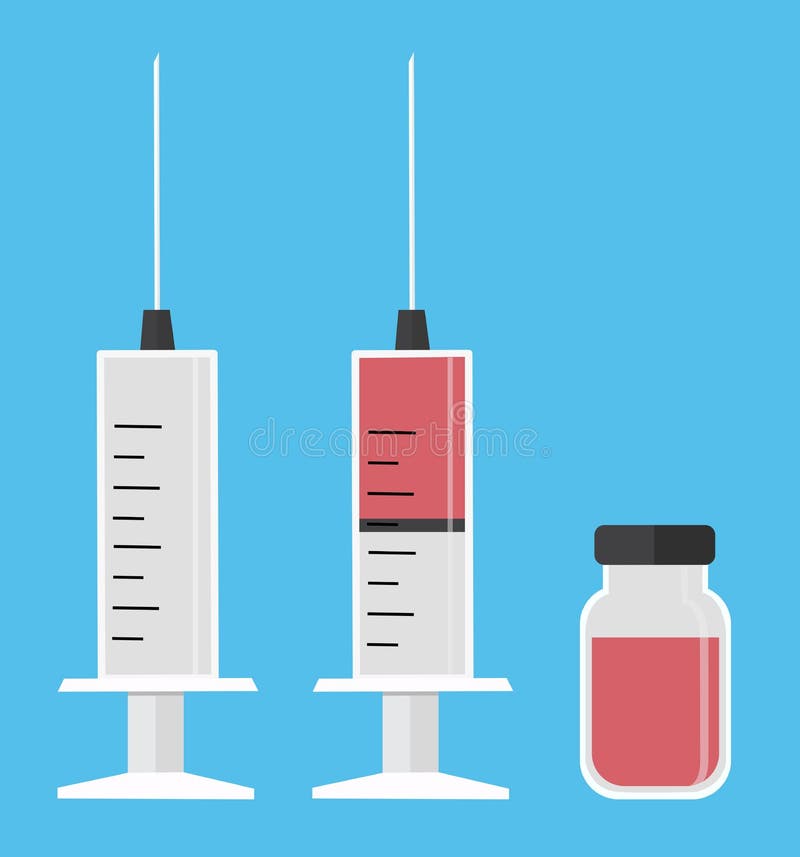 Plastic medical syringe and vial icon vector Illustration isolated royalty free illustration
