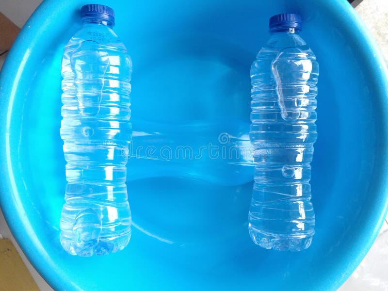 Plastic Mineral Water Bottles in a Blue Container Stock Image Image