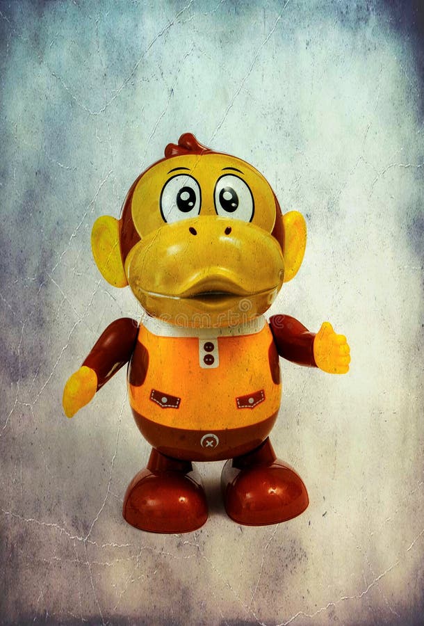 Plastic Monkey Toy Vintage Photo Effect Added Stock Image Image of
