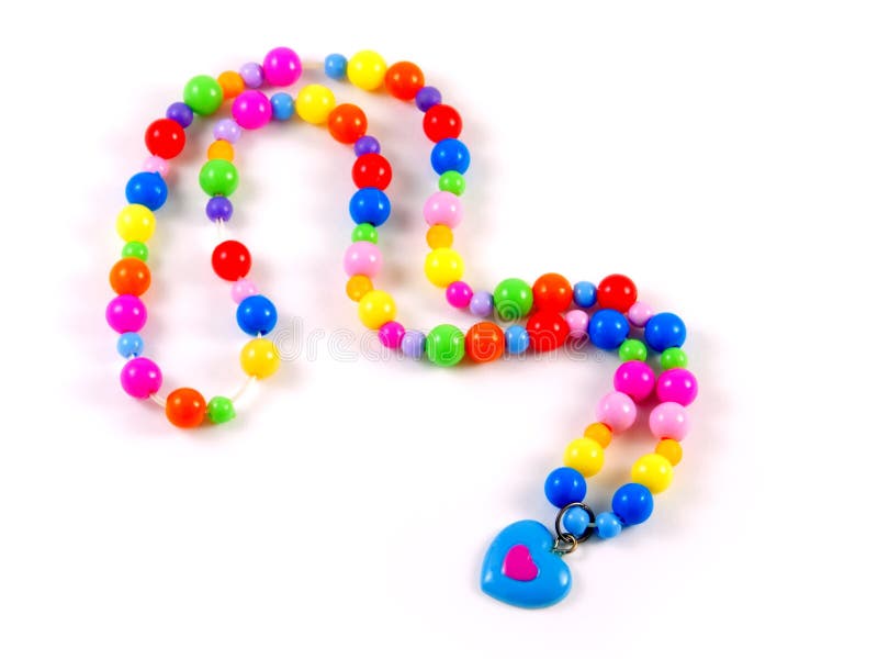 Plastic multi-colored beads isolated on white