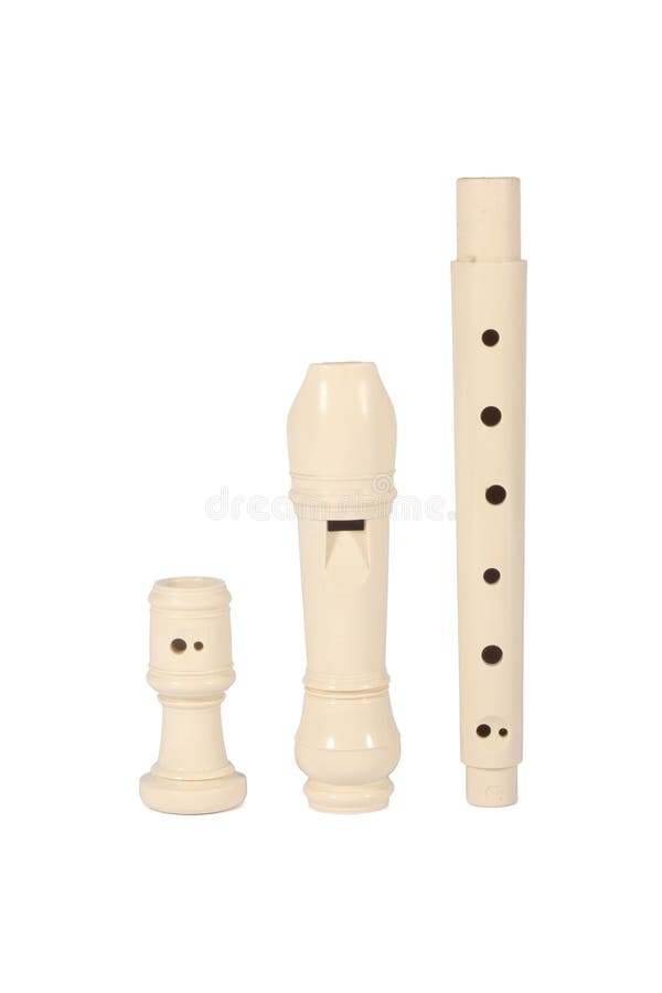 Plastic Musical Instrument Flute on White Background Stock Photo