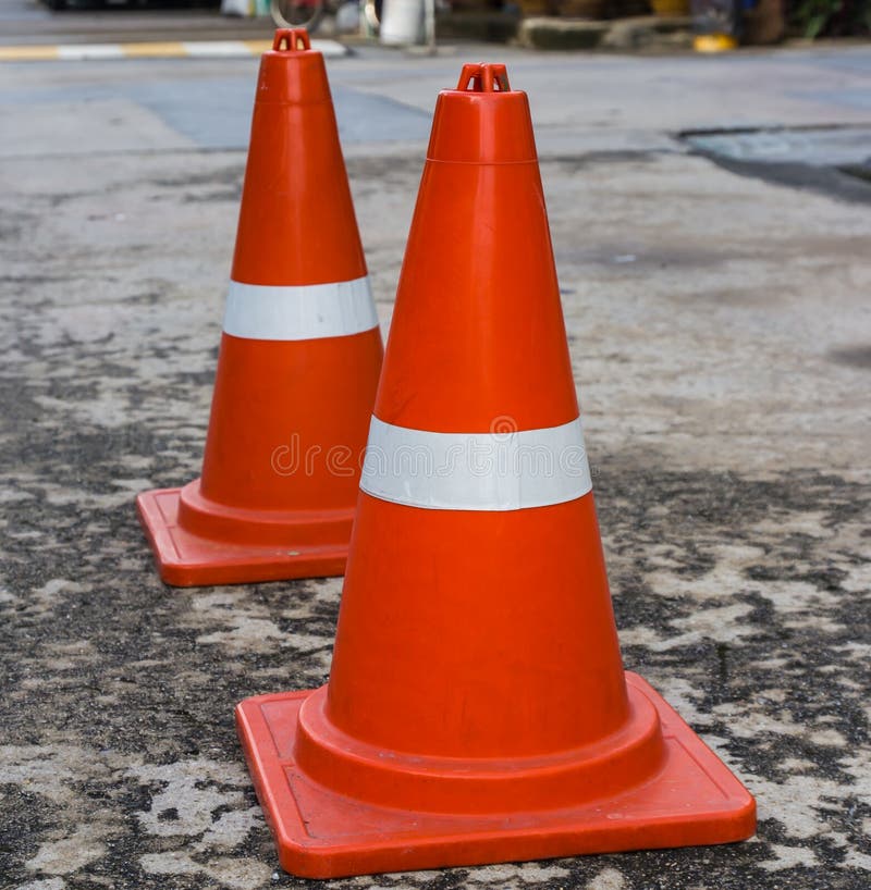 Plastic Orange Road Cone stock image. Image of attention 60644397