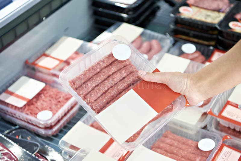 Plastic Packaging with Pork Minced Meat Stock Photo Image of consumer, supermarket 295680384