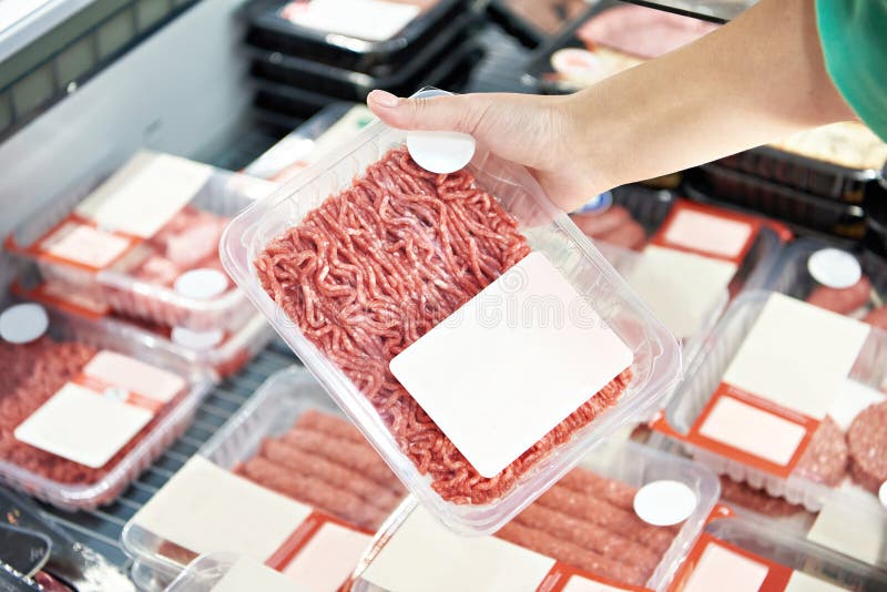 Plastic Packaging with Pork Minced Meat Stock Image Image of shop