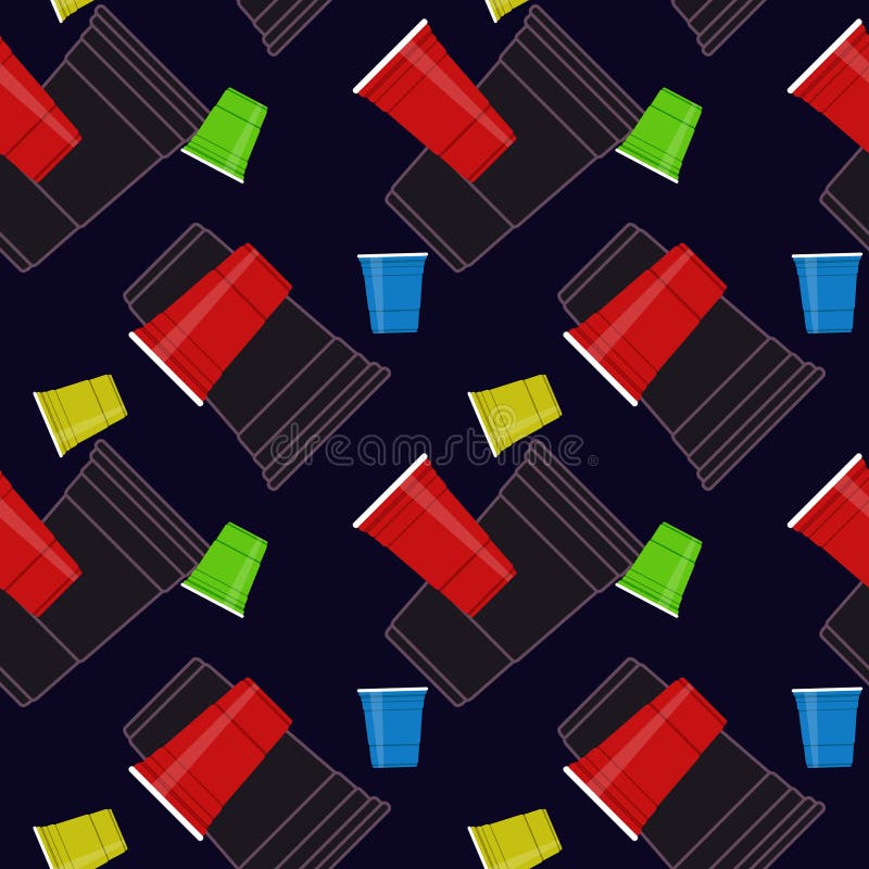 Plastic Party Cups Seamless Vector Pattern Stock Illustration Illustration of holiday