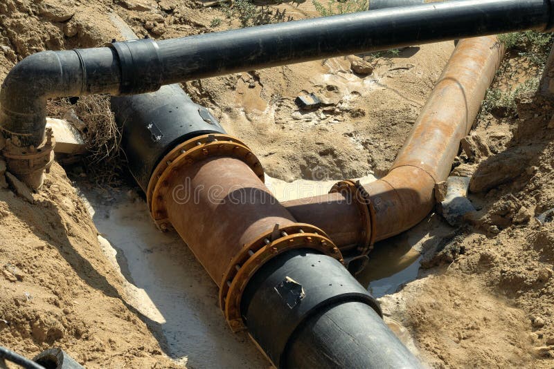 Plastic Pipes In The Ground. Stock Photo Image of industry, iron 33548452