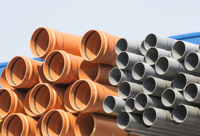 Plastic pipes stock image. Image of gray, centimeters 43476803