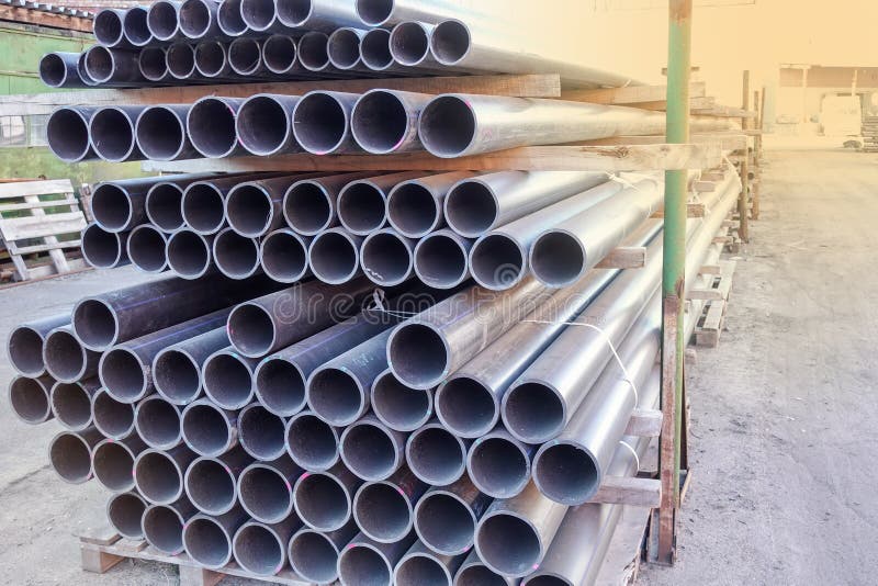 Plastic Pipes in Stock of Finished Products Stacked in Packs Stock
