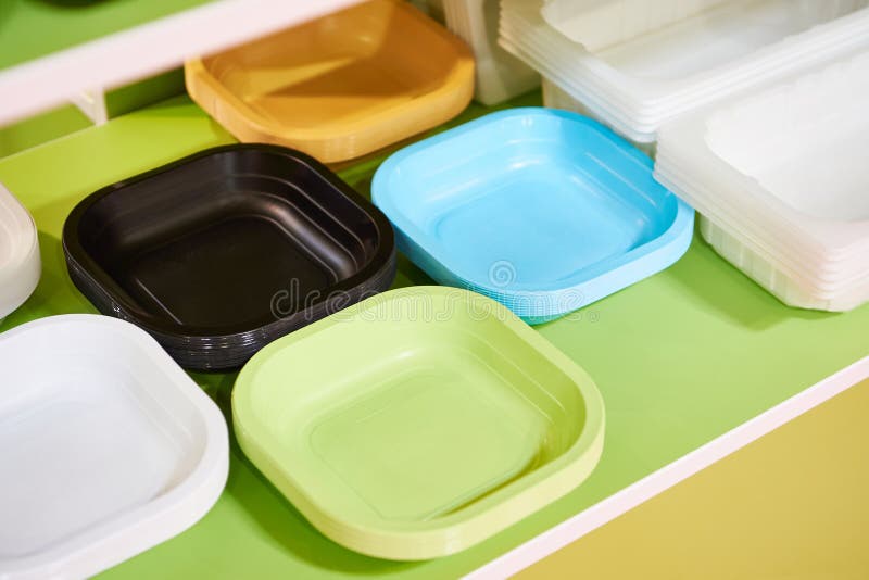 Plastic plates for food stock image