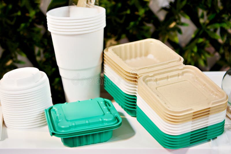Plastic plates for food stock images