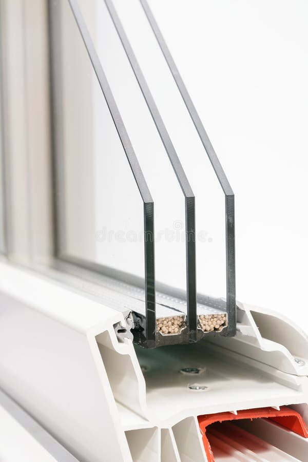 Plastic profile glass unit stock image