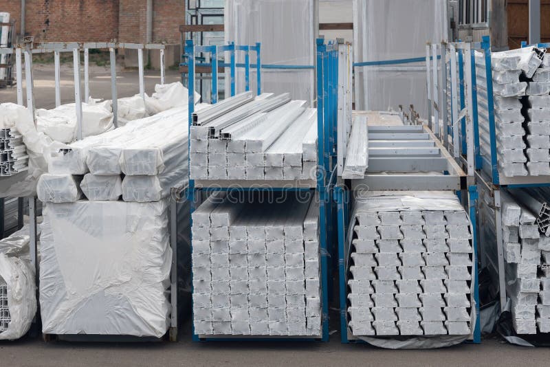 Plastic profile for window production in stock stock images