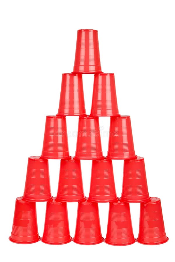 Plastic red cups pyramid stock photo. Image of background 24880968