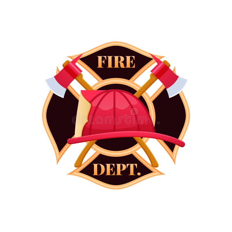 Plastic Red Fire Helmet, Fighting Fire. Fire Dept Logo Icon. Stock ...