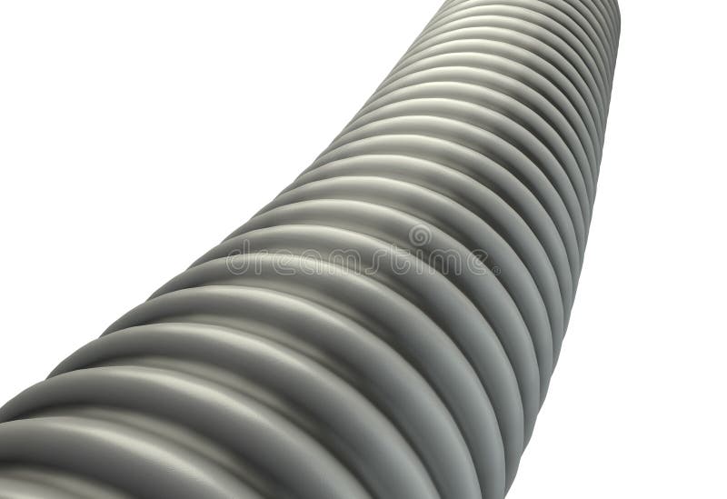 Plastic Ribbed Hose Isolated On White Background 3d Illustration Stock
