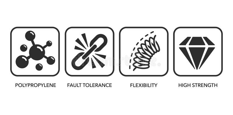 Plastic set - flexibility, elasticity, strength stock illustration